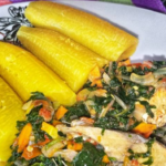 Boiled Ripe Plantain & Vegetable Sauce